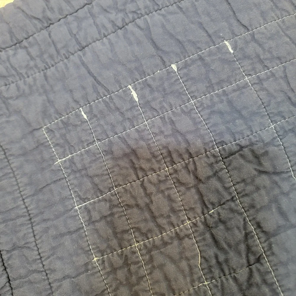Nautica Twin Patchwork Quilt Navy Blue Orange 100% Cotton Bedcover Quilted Plaid